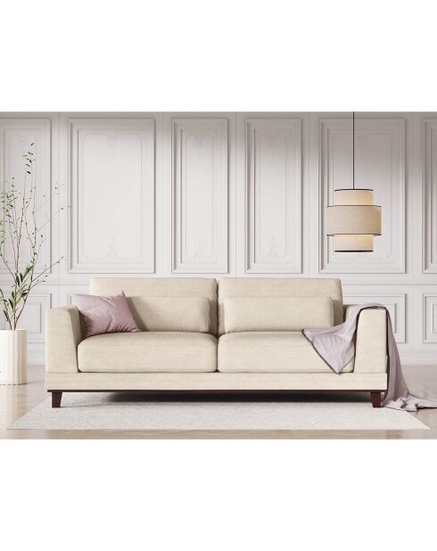 Canapé Velours Côtelé Leon 2 places beige clair - 185x108x86 cm
