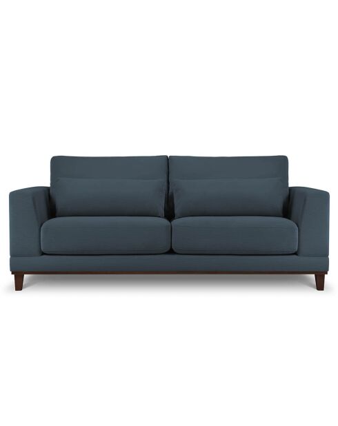 Canapé Velours Côtelé Leon 2 places bleu - 185x108x86 cm