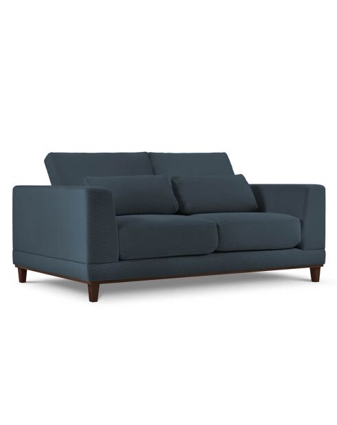 Canapé Velours Côtelé Leon 2 places bleu - 185x108x86 cm