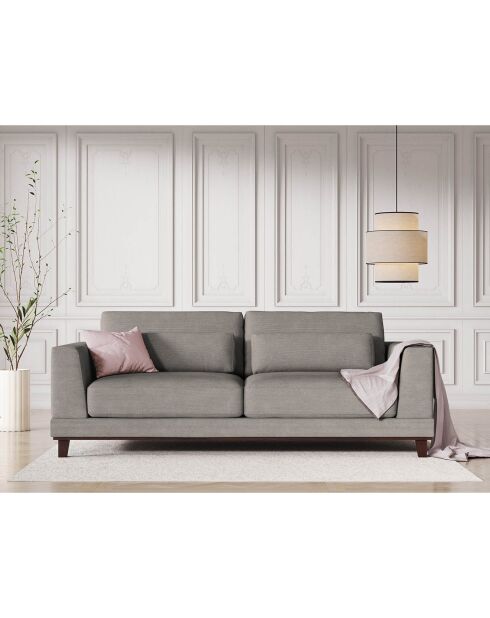 Canapé Velours Côtelé Leon 2 places gris clair - 185x108x86 cm