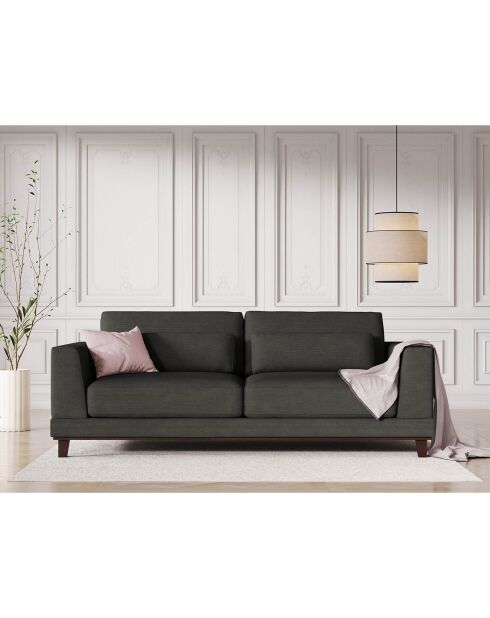 Canapé Velours Côtelé Leon 2 places gris foncé - 185x108x86 cm