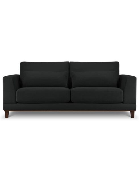 Canapé Velours Côtelé Leon 2 places noir - 185x108x86 cm