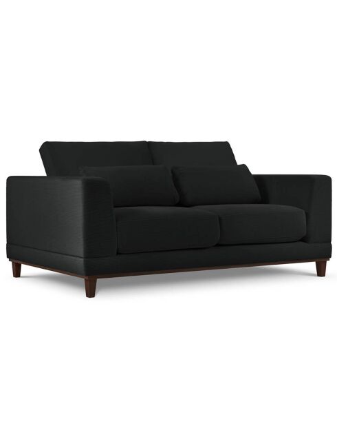 Canapé Velours Côtelé Leon 2 places noir - 185x108x86 cm