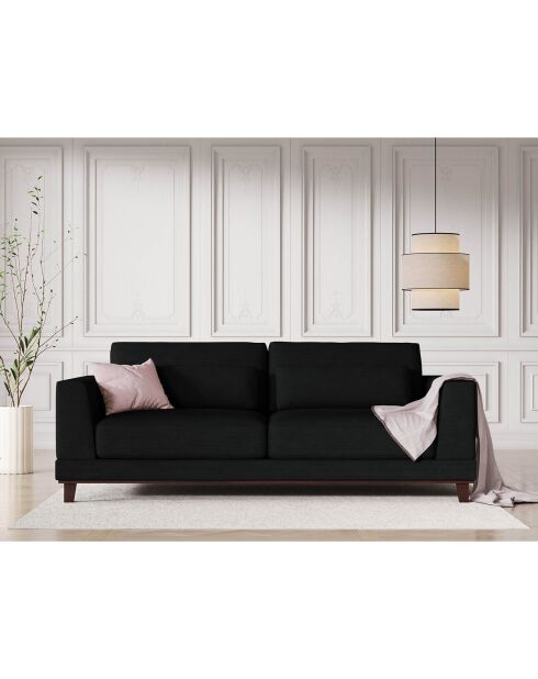 Canapé Velours Côtelé Leon 2 places noir - 185x108x86 cm