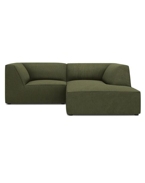 Canapé d'angle droit Velours Côtelé Sao 3 places vert - 186x180x69 cm