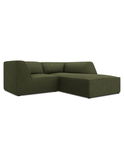 Canapé d'angle droit Velours Côtelé Sao 3 places vert - 186x180x69 cm
