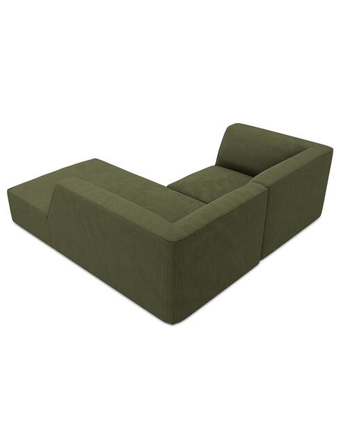 Canapé d'angle droit Velours Côtelé Sao 3 places vert - 186x180x69 cm