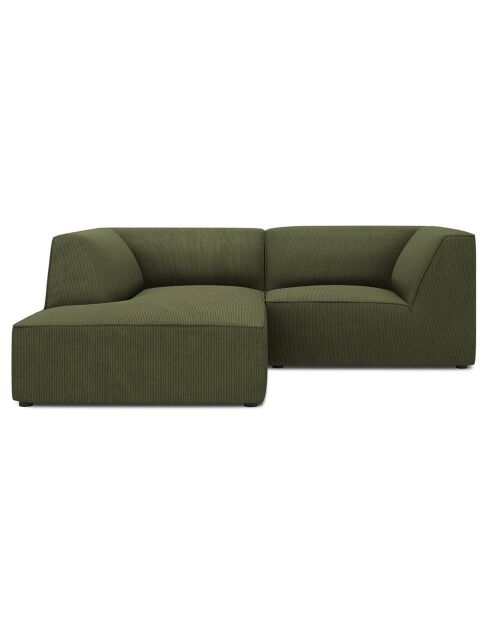 Canapé d'angle gauche Velours Côtelé Sao 3 places vert - 186x180x69 cm