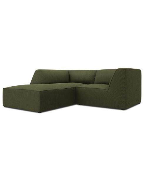 Canapé d'angle gauche Velours Côtelé Sao 3 places vert - 186x180x69 cm