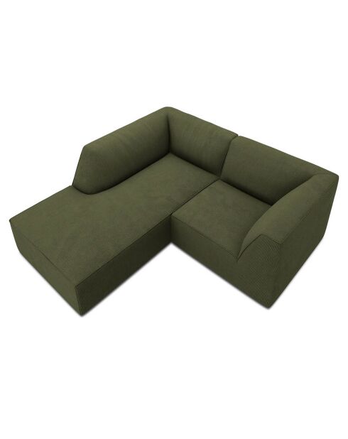 Canapé d'angle gauche Velours Côtelé Sao 3 places vert - 186x180x69 cm