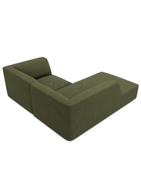 Canapé d'angle gauche Velours Côtelé Sao 3 places vert - 186x180x69 cm