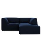 Canapé d'angle droit Velours Sao 3 places bleu roi - 186x180x69 cm