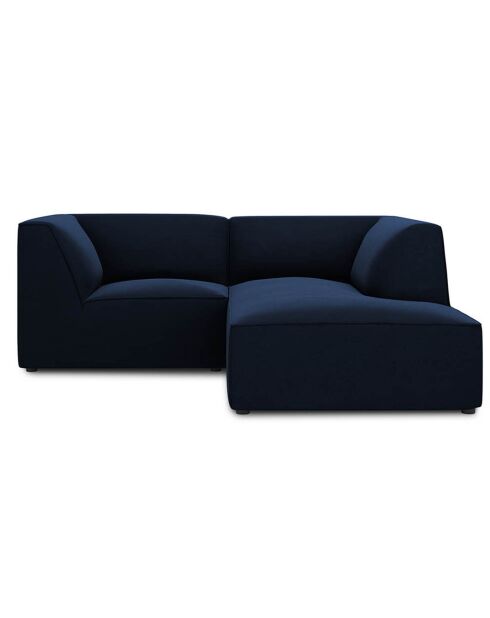 Canapé d'angle droit Velours Sao 3 places bleu roi - 186x180x69 cm