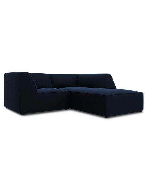 Canapé d'angle droit Velours Sao 3 places bleu roi - 186x180x69 cm