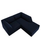Canapé d'angle droit Velours Sao 3 places bleu roi - 186x180x69 cm
