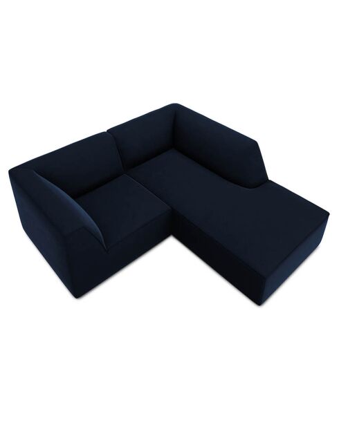 Canapé d'angle droit Velours Sao 3 places bleu roi - 186x180x69 cm
