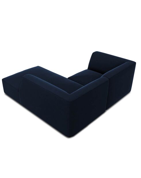 Canapé d'angle droit Velours Sao 3 places bleu roi - 186x180x69 cm