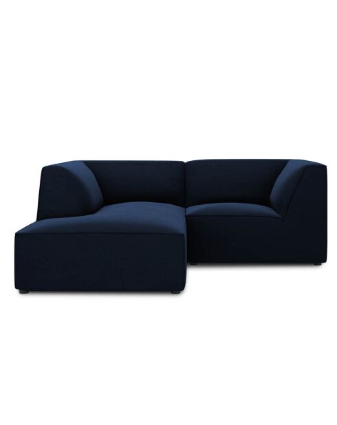 Canapé d'angle gauche Velours Sao 3 places bleu roi - 186x180x69 cm