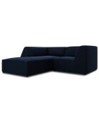 Canapé d'angle gauche Velours Sao 3 places bleu roi - 186x180x69 cm