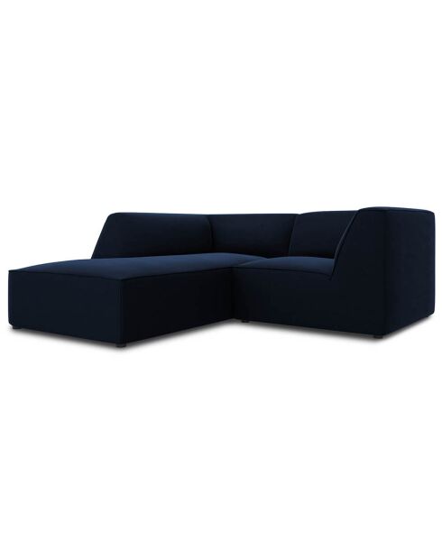 Canapé d'angle gauche Velours Sao 3 places bleu roi - 186x180x69 cm