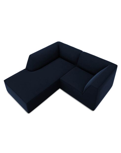 Canapé d'angle gauche Velours Sao 3 places bleu roi - 186x180x69 cm