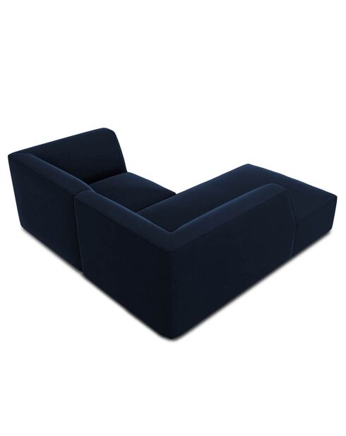 Canapé d'angle gauche Velours Sao 3 places bleu roi - 186x180x69 cm