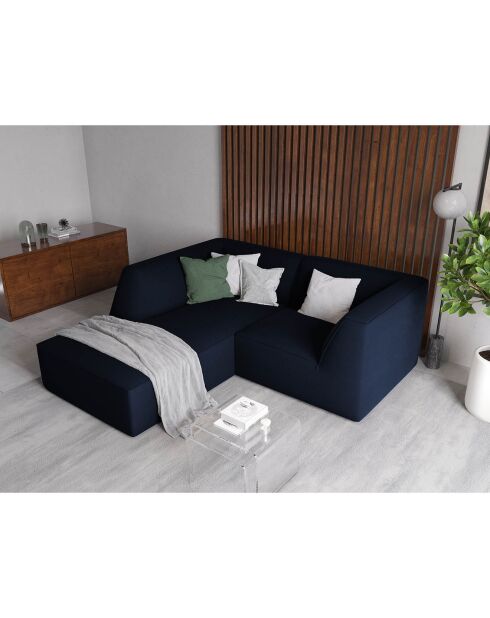 Canapé d'angle gauche Velours Sao 3 places bleu roi - 186x180x69 cm