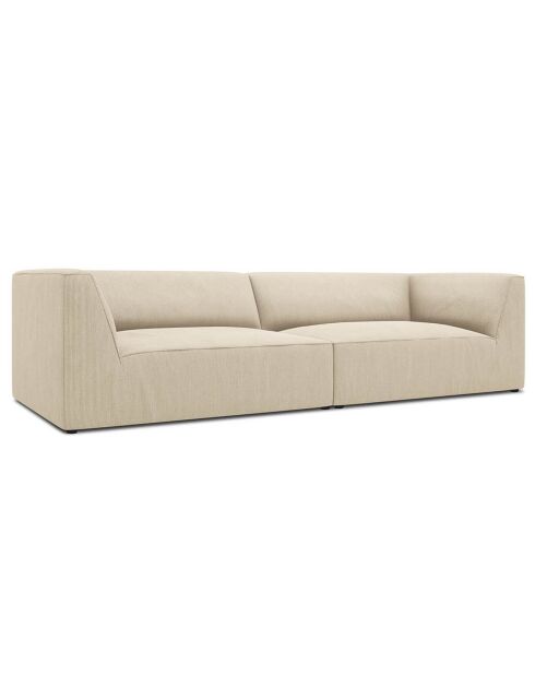 Canapé Velours Côtelé Sao 4 places beige clair - 302x93x69 cm