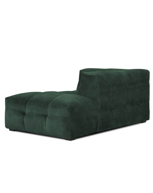 Méridienne droite en Velours Vesta vert bouteille - 170x102x68 cm
