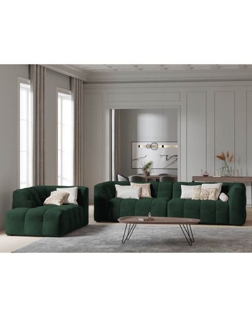 Méridienne gauche en Velours Vesta vert bouteille - 170x102x68 cm