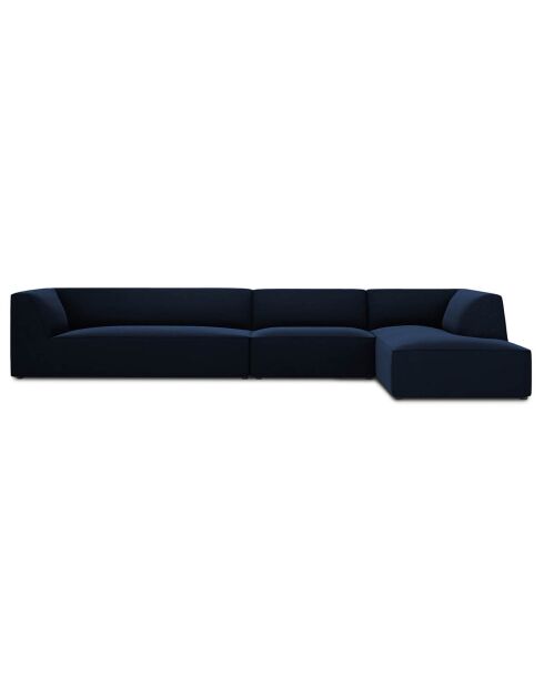 Canapé d'angle droit Velours Sao 5 places bleu roi - 366x180x69 cm