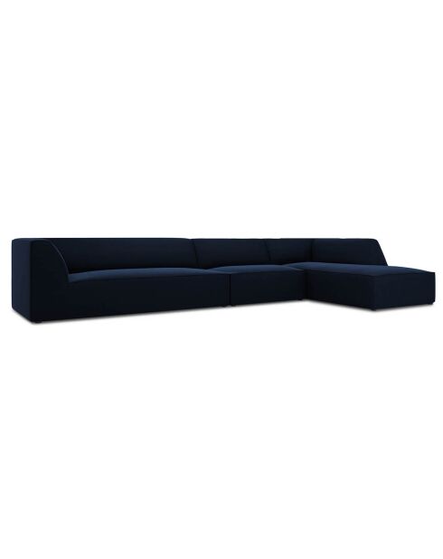 Canapé d'angle droit Velours Sao 5 places bleu roi - 366x180x69 cm