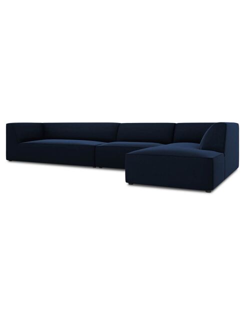 Canapé d'angle droit Velours Sao 5 places bleu roi - 366x180x69 cm