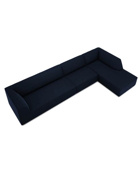 Canapé d'angle droit Velours Sao 5 places bleu roi - 366x180x69 cm