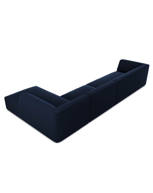 Canapé d'angle droit Velours Sao 5 places bleu roi - 366x180x69 cm