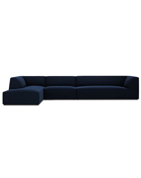 Canapé d'angle gauche Velours Sao 5 places bleu roi - 366x180x69 cm