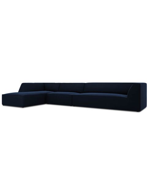 Canapé d'angle gauche Velours Sao 5 places bleu roi - 366x180x69 cm