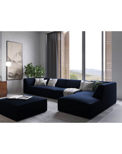 Canapé d'angle droit Velours Sao 5 places bleu roi - 366x180x69 cm