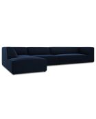 Canapé d'angle gauche Velours Sao 5 places bleu roi - 366x180x69 cm