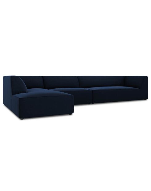 Canapé d'angle gauche Velours Sao 5 places bleu roi - 366x180x69 cm