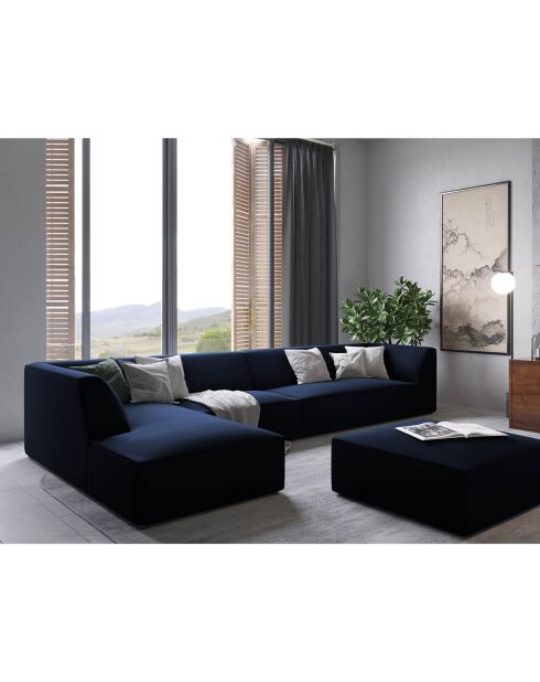 Canapé d'angle gauche Velours Sao 5 places bleu roi - 366x180x69 cm