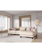 Canapé d'angle droit Velours Côtelé Leon 4 places beige clair - 260x173x86 cm