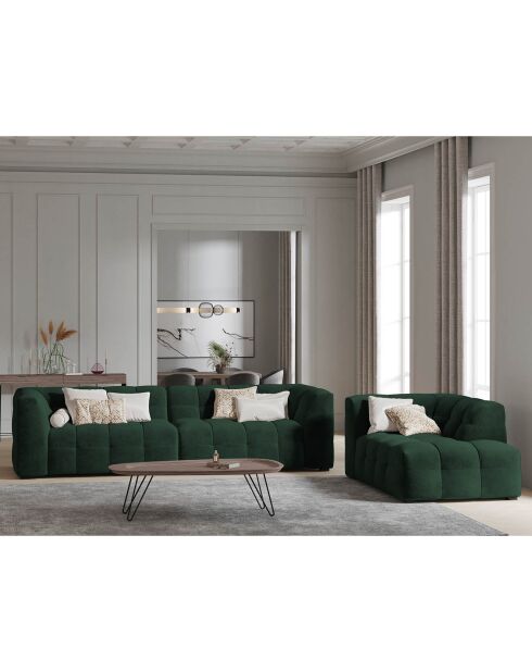 Canapé Velours Vesta 4 places vert bouteille - 280x102x68 cm