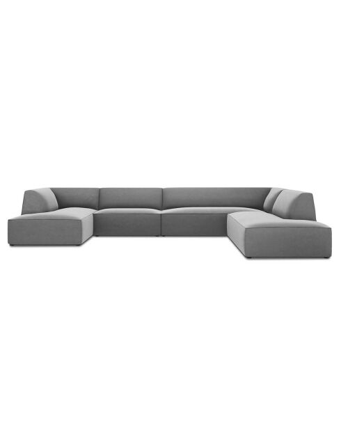 Canapé Panoramique droit Velours Sao 7 places gris - 366x273x69 cm