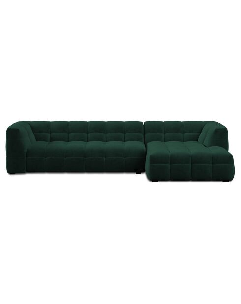 Canapé d'angle droit Velours Vesta 5 places vert bouteille - 320x170x68 cm