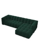 Canapé d'angle droit Velours Vesta 5 places vert bouteille - 320x170x68 cm