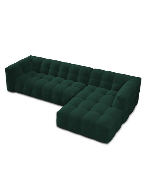 Canapé d'angle droit Velours Vesta 5 places vert bouteille - 320x170x68 cm