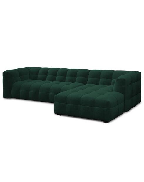 Canapé d'angle droit Velours Vesta 5 places vert bouteille - 320x170x68 cm