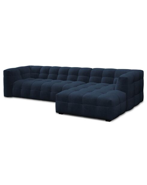 Canapé d'angle droit Velours Vesta 5 places bleu roi - 320x170x68 cm
