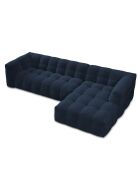 Canapé d'angle droit Velours Vesta 5 places bleu roi - 320x170x68 cm